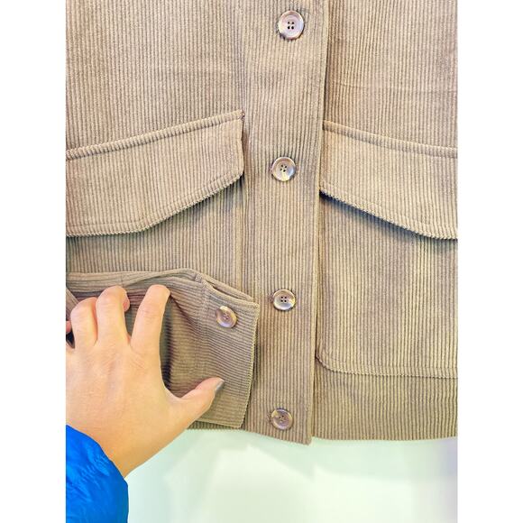 Avec Les Filles Brown Corduroy Button Up Blazer Jacket  XS  Mock Neck Lagenlook - Picture 6 of 11